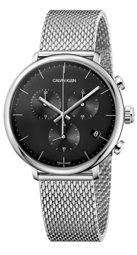  Shop Authentic Calvin Klein High Noon Chronograph Black Dial Silver Mesh Bracelet Watch for Men - K8M27121 - Luxxuri