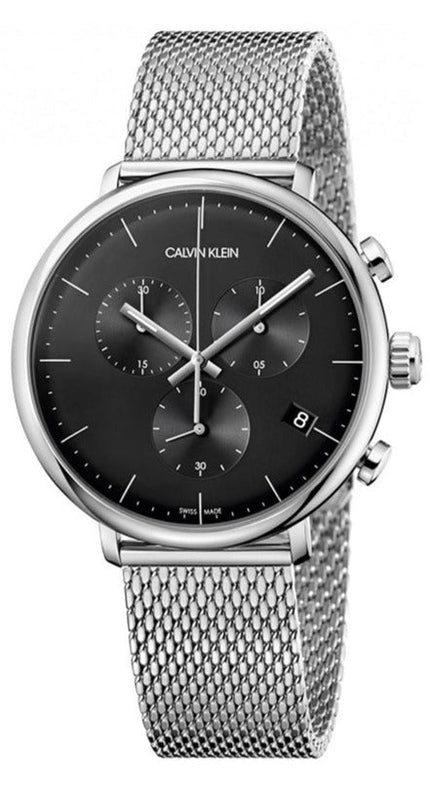  Shop Authentic Calvin Klein High Noon Chronograph Black Dial Silver Mesh Bracelet Watch for Men - K8M27121 - Luxxuri