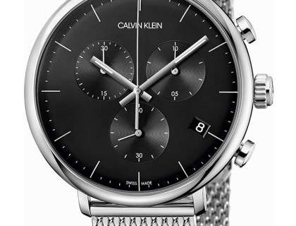  Shop Authentic Calvin Klein High Noon Chronograph Black Dial Silver Mesh Bracelet Watch for Men - K8M27121 - Luxxuri