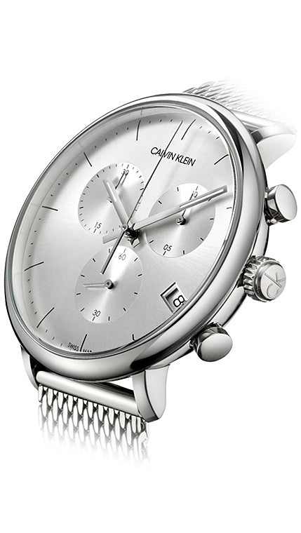  Shop Authentic Calvin Klein High Noon Silver Dial Silver Mesh Bracelet Watch for Men - K8M27126 - Luxxuri