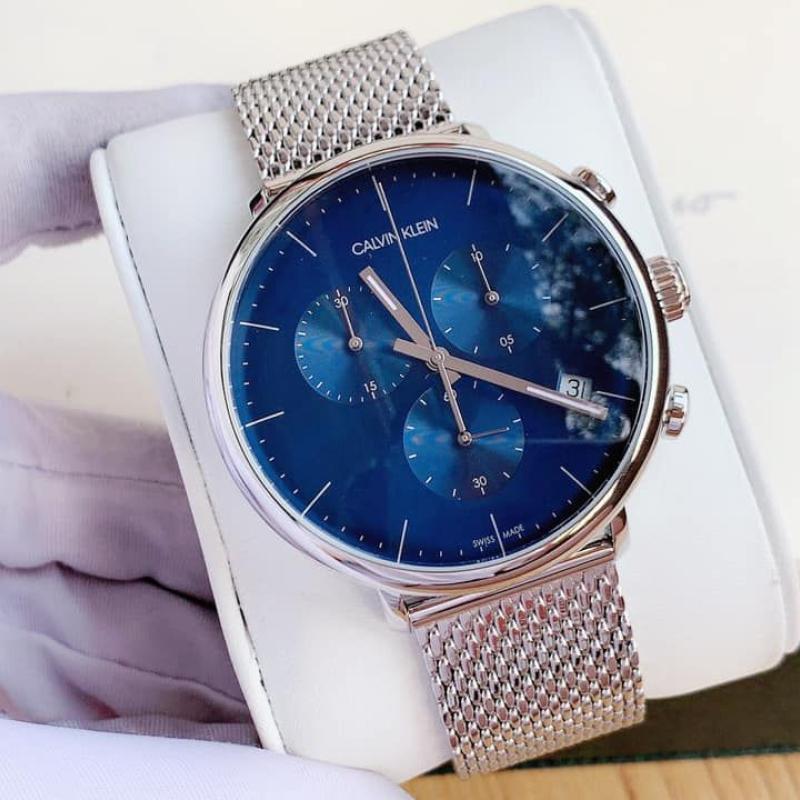  Shop Authentic Calvin Klein High Noon Chronograph Blue Dial Silver Mesh Bracelet Watch for Men - K8M2712N - Luxxuri