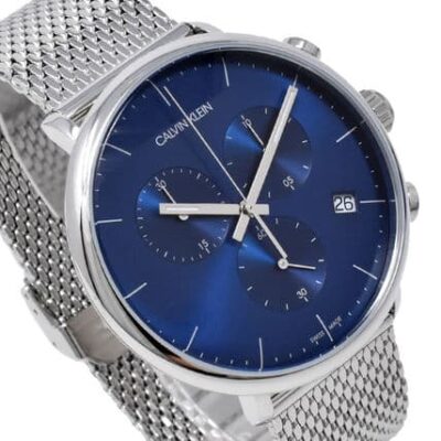  Shop Authentic Calvin Klein High Noon Chronograph Blue Dial Silver Mesh Bracelet Watch for Men - K8M2712N - Luxxuri