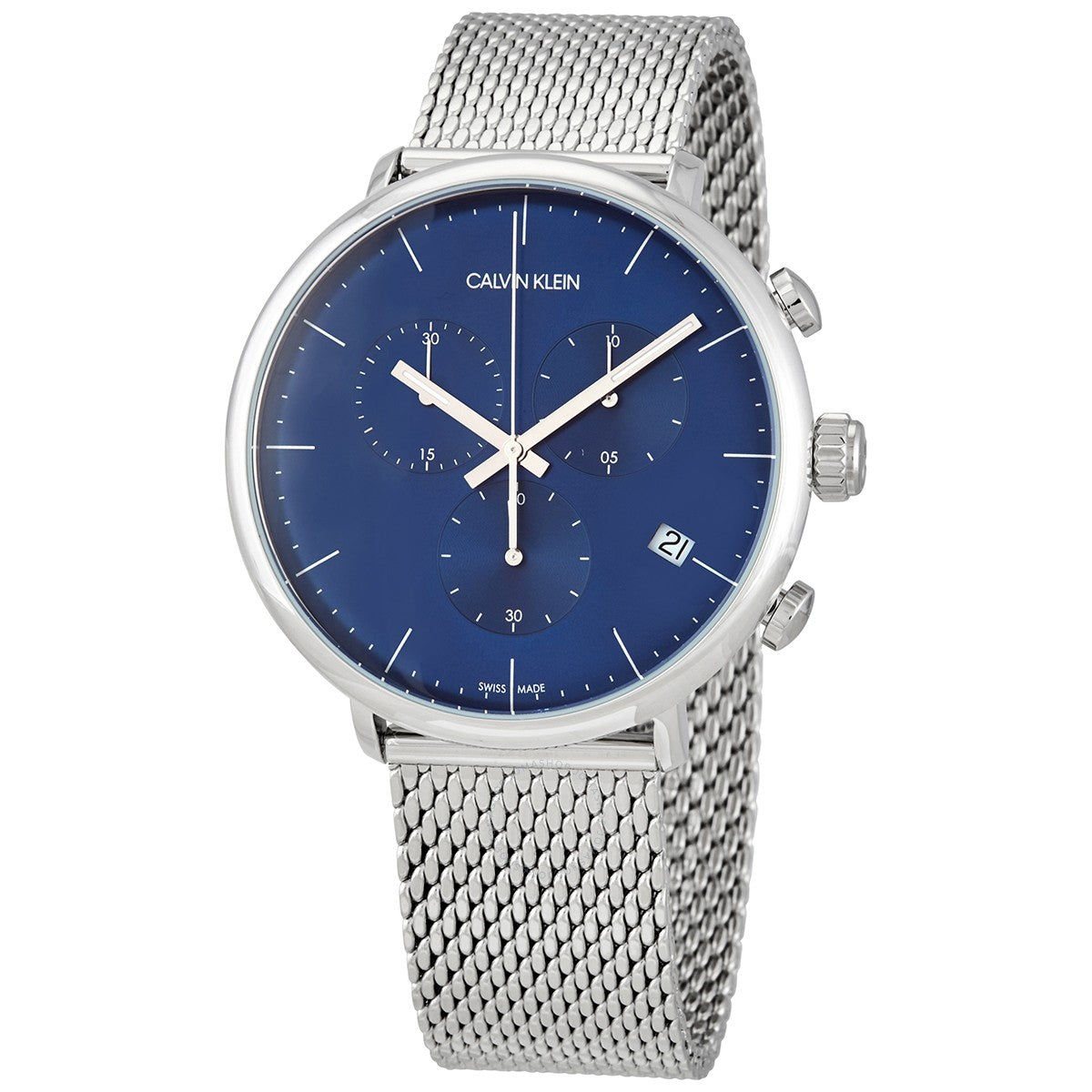  Shop Authentic Calvin Klein High Noon Chronograph Blue Dial Silver Mesh Bracelet Watch for Men - K8M2712N - Luxxuri