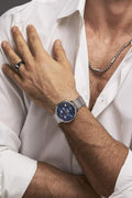  Shop Authentic Calvin Klein High Noon Chronograph Blue Dial Silver Mesh Bracelet Watch for Men - K8M2712N - Luxxuri
