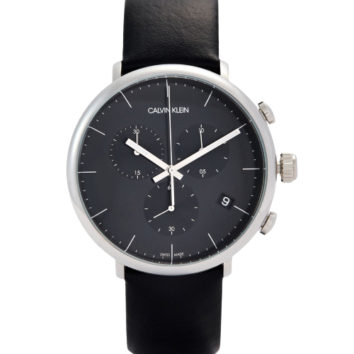  Shop Authentic Calvin Klein High Noon Chronograph Black Dial Black Leather Strap Watch for Men - K8M271C1 - Luxxuri