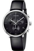  Shop Authentic Calvin Klein High Noon Chronograph Black Dial Black Leather Strap Watch for Men - K8M271C1 - Luxxuri