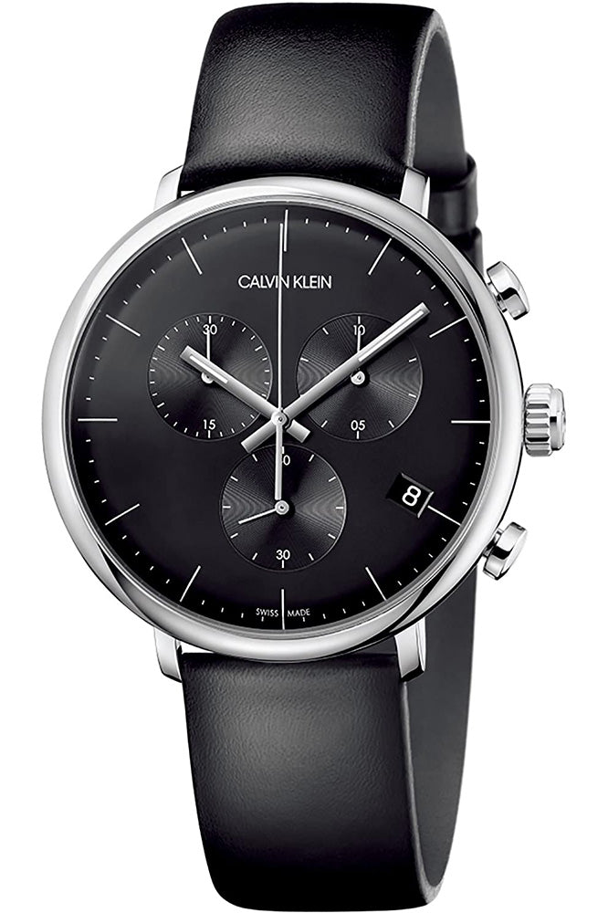  Shop Authentic Calvin Klein High Noon Chronograph Black Dial Black Leather Strap Watch for Men - K8M271C1 - Luxxuri