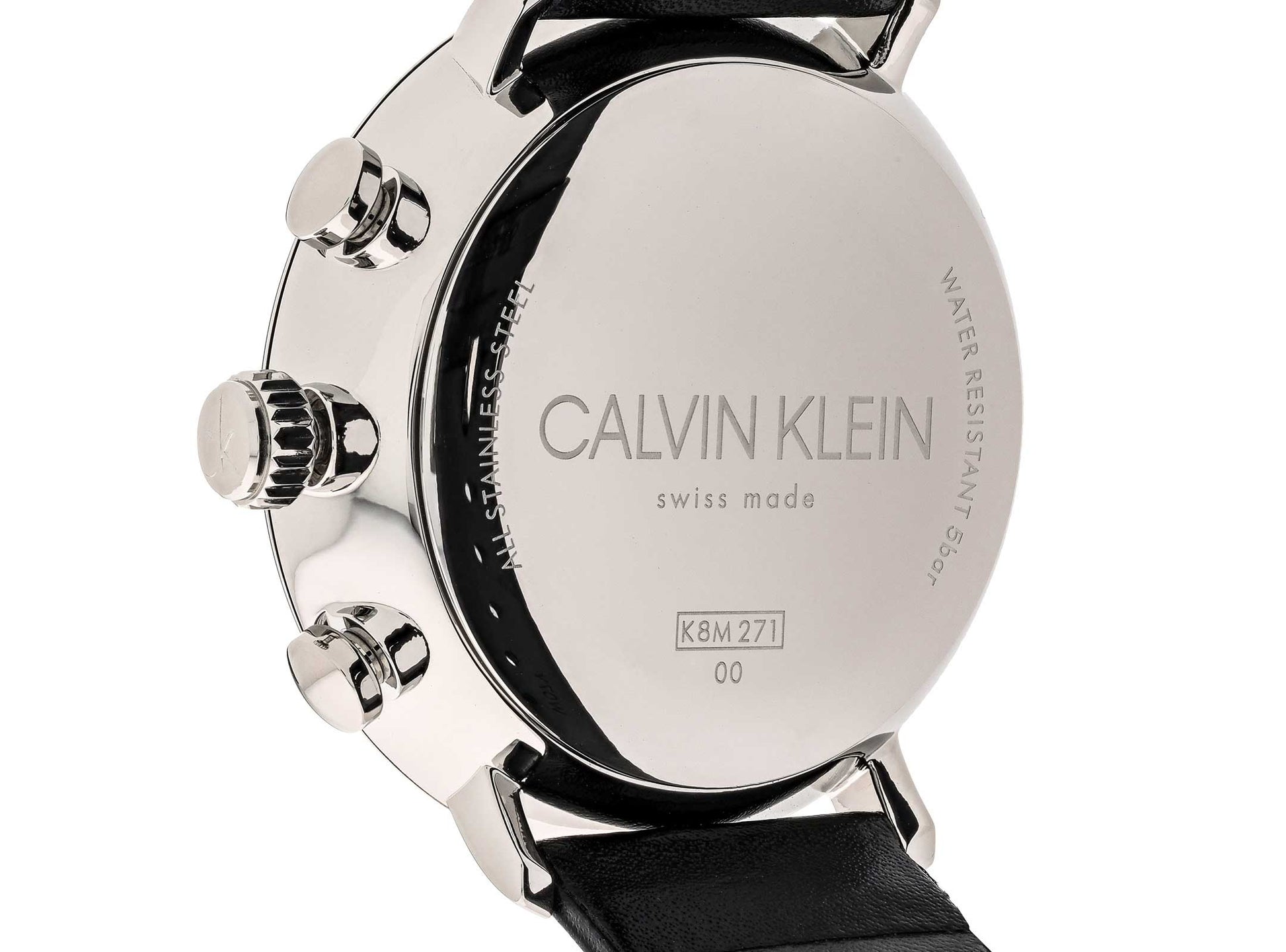 Shop Authentic Calvin Klein High Noon Chronograph Black Dial Black Leather Strap Watch for Men - K8M271C1 - Luxxuri