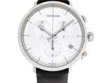 Shop Authentic Calvin Klein High Noon Chronograph White Dial Black Leather Strap Watch for Men - K8M271C6 - Luxxuri