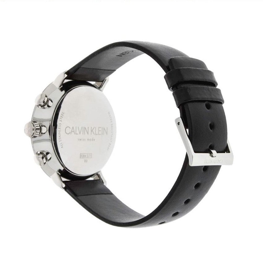  Shop Authentic Calvin Klein High Noon Chronograph White Dial Black Leather Strap Watch for Men - K8M271C6 - Luxxuri