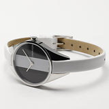  Shop Authentic Calvin Klein Rebel White Black Dial White Leather Strap Watch for Women - K8P231L1 - Luxxuri