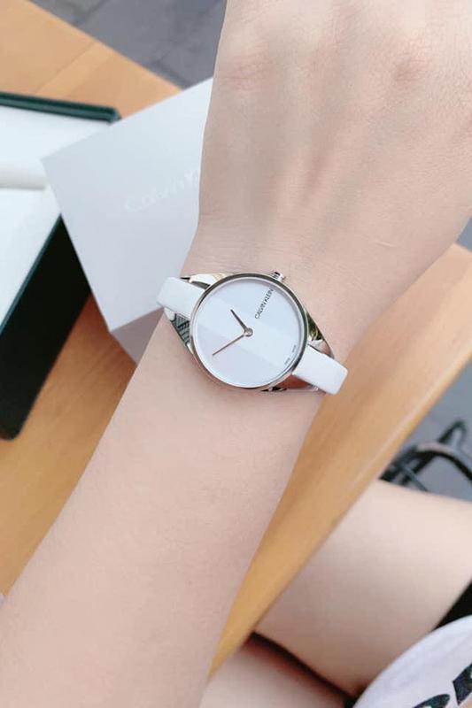 Shop Authentic Calvin Klein Rebel White Dial White Leather Strap Watch for Women - K8P231L6 - Luxxuri