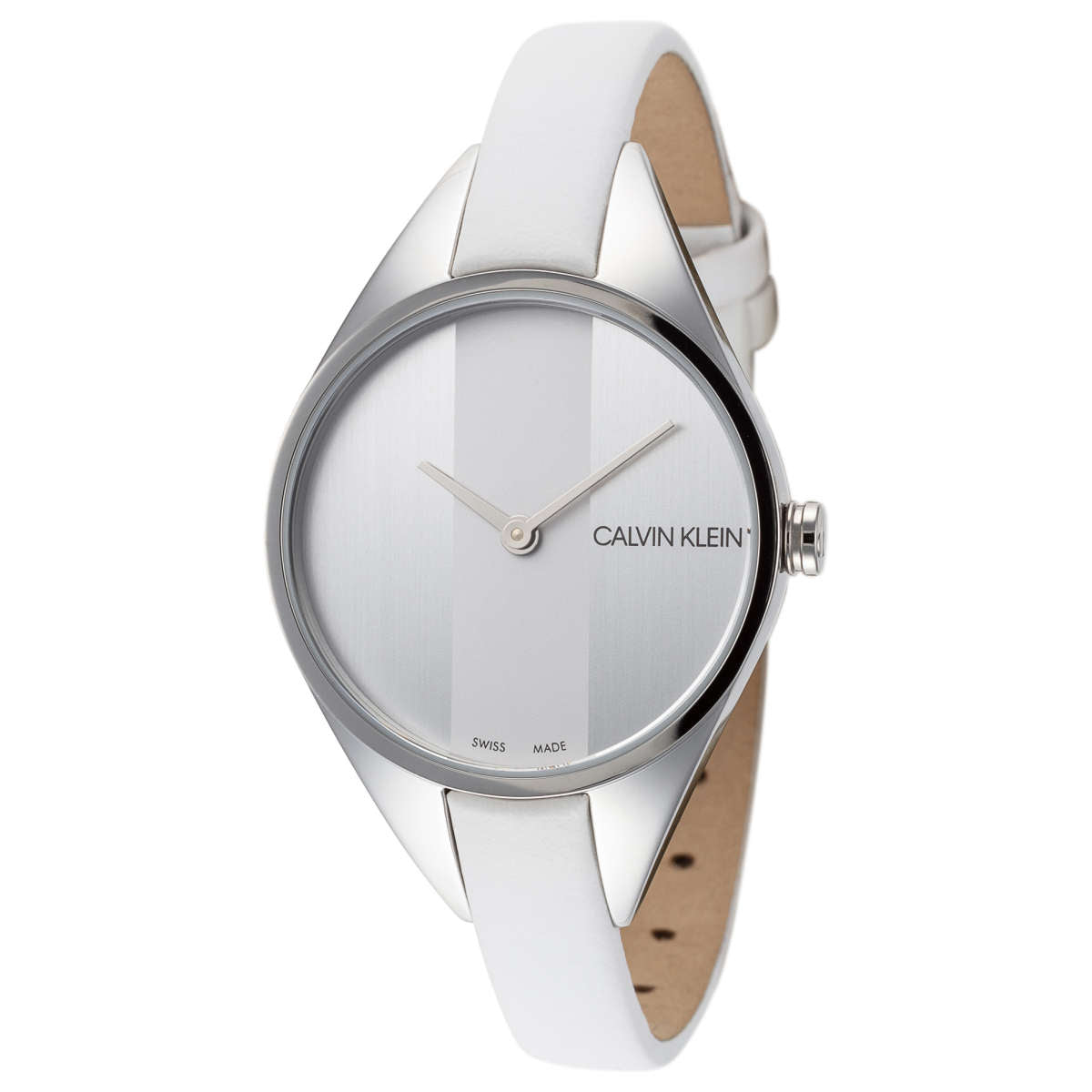  Shop Authentic Calvin Klein Rebel White Dial White Leather Strap Watch for Women - K8P231L6 - Luxxuri