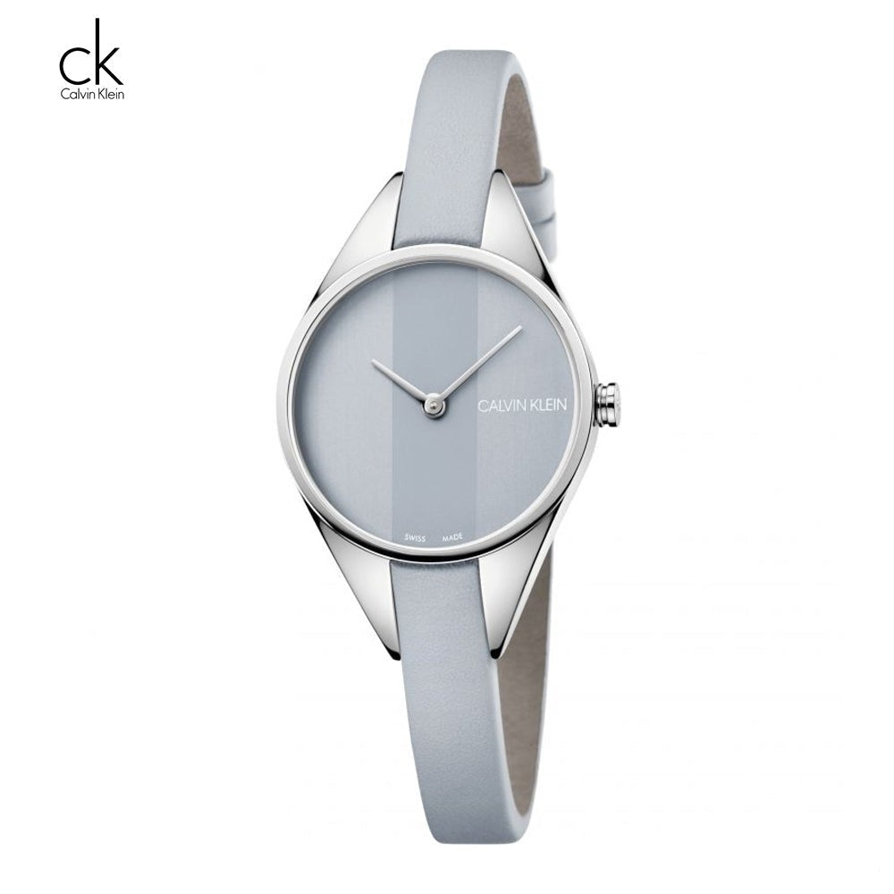  Shop Authentic Calvin Klein Rebel Grey Dial Grey Leather Strap Watch for Women - K8P231Q4 - Luxxuri