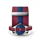  Shop Authentic Calvin Klein Rebel Blue Maroon Dial Maroon Leather Strap Watch for Women - K8P231UN - Luxxuri