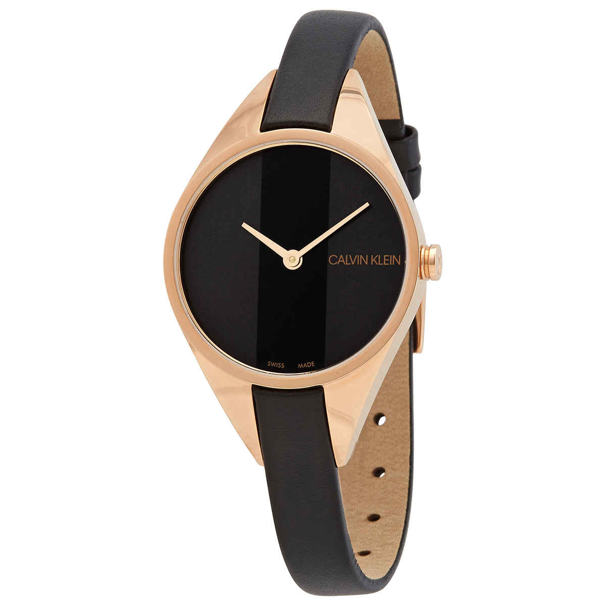  Shop Authentic Calvin Klein Rebel Black Dial Black Leather Strap Watch for Women - K8P236C1 - Luxxuri