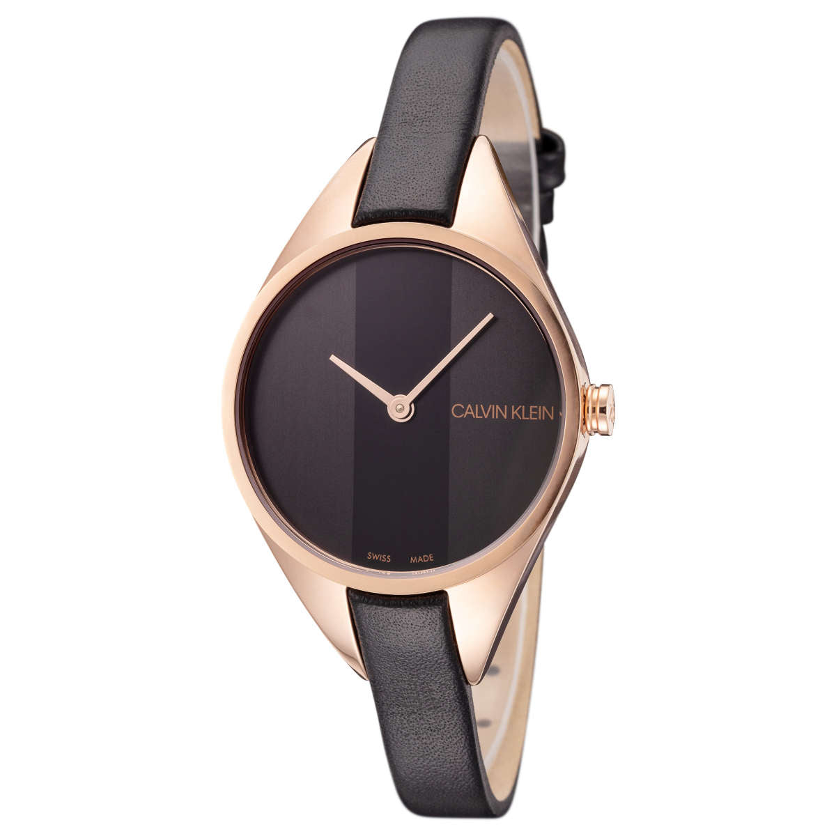  Shop Authentic Calvin Klein Rebel Black Dial Black Leather Strap Watch for Women - K8P236C1 - Luxxuri