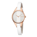  Shop Authentic Calvin Klein Rebel White Grey Dial White Leather Strap Watch for Women - K8P236L6 - Luxxuri