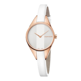  Shop Authentic Calvin Klein Rebel White Grey Dial White Leather Strap Watch for Women - K8P236L6 - Luxxuri