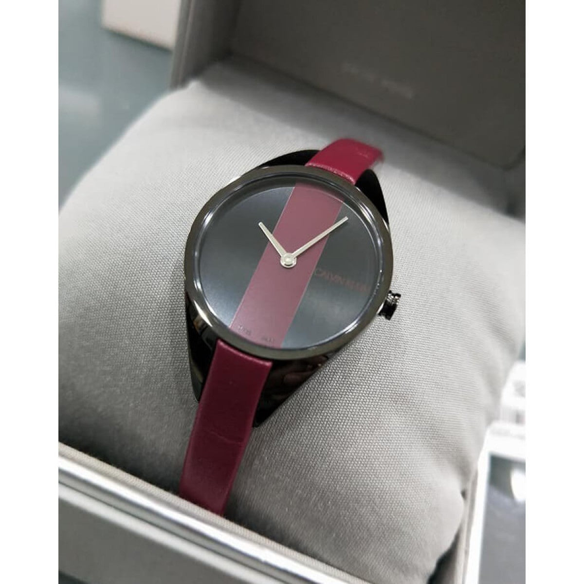  Shop Authentic Calvin Klein Rebel Red Black Dial Red Leather Strap Watch for Women - K8P237U1 - Luxxuri