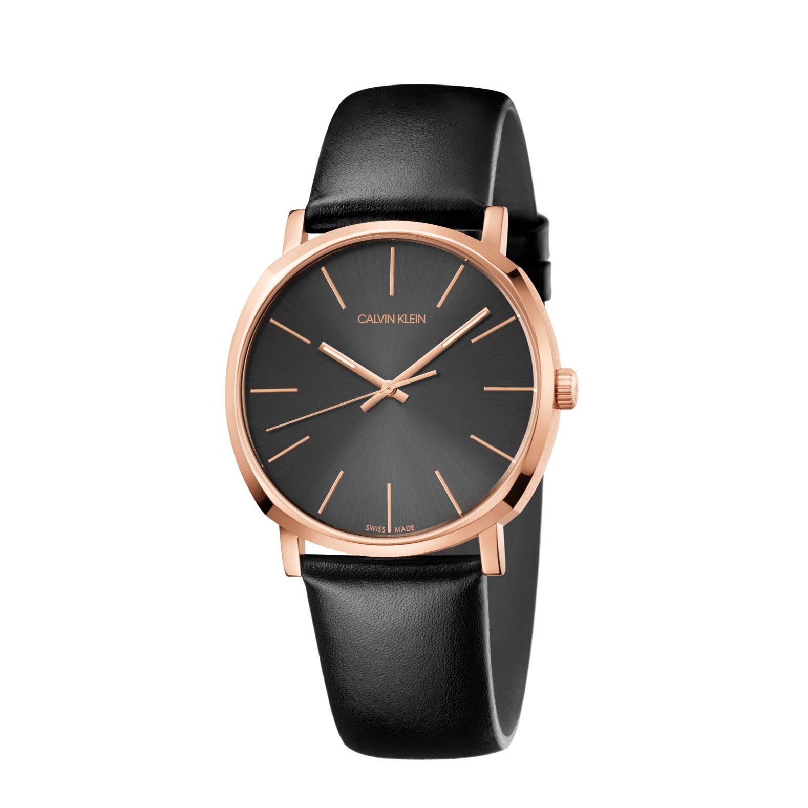  Shop Authentic Calvin Klein Posh Grey Dial Black Leather Strap Watch for Men - K8Q376C3 - Luxxuri