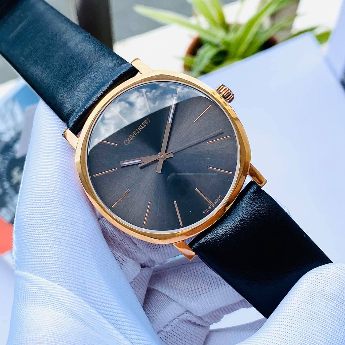  Shop Authentic Calvin Klein Posh Black Dial Black Leather Strap Watch for Men - K8Q316C3 - Luxxuri