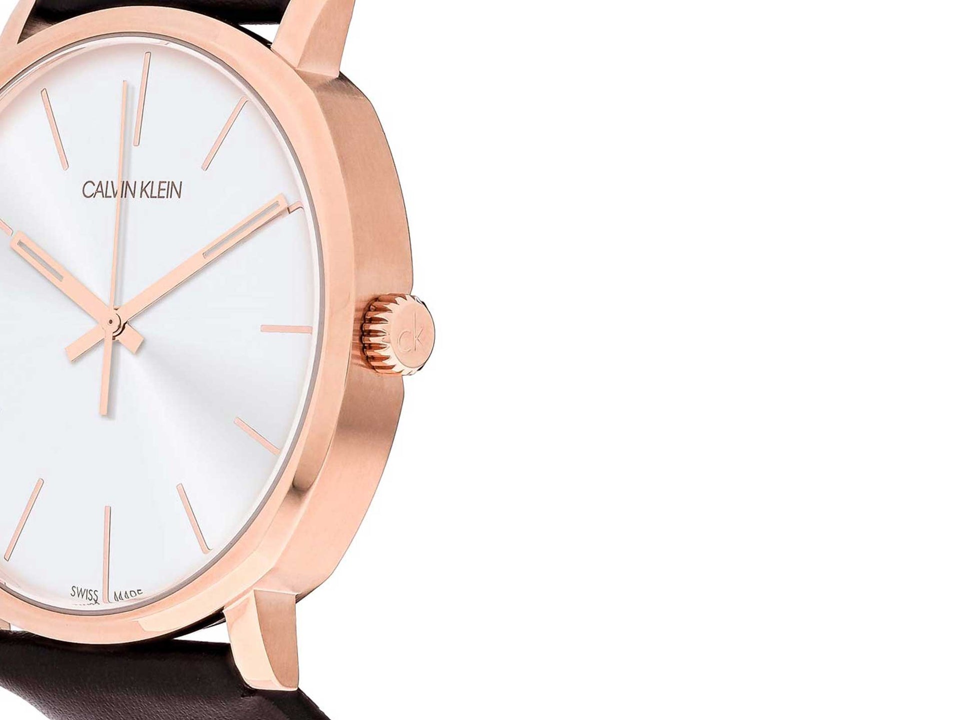  Shop Authentic Calvin Klein Posh Silver Dial Brown Leather Strap Watch for Men - K8Q316G6 - Luxxuri
