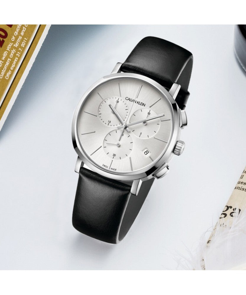  Shop Authentic Calvin Klein Posh Silver Dial Black Leather Strap Watch for Men - K8Q371C6 - Luxxuri