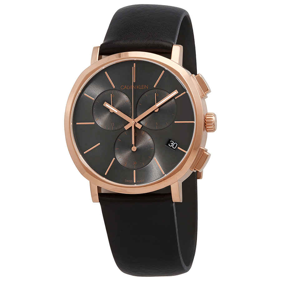 Shop Authentic Calvin Klein Posh Grey Dial Black Leather Strap Watch for Men - K8Q376C3 - Luxxuri