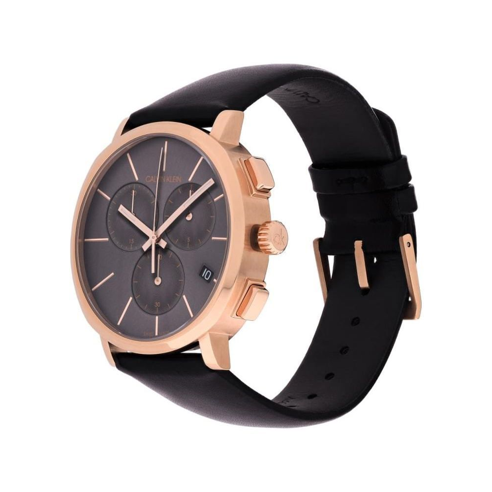  Shop Authentic Calvin Klein Posh Grey Dial Black Leather Strap Watch for Men - K8Q376C3 - Luxxuri