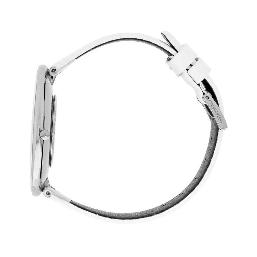  Shop Authentic Calvin Klein Full Moon White Dial White Leather Strap Watch for Women - K8Y231L6 - Luxxuri