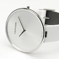  Shop Authentic Calvin Klein Full Moon White Dial White Leather Strap Watch for Women - K8Y231L6 - Luxxuri