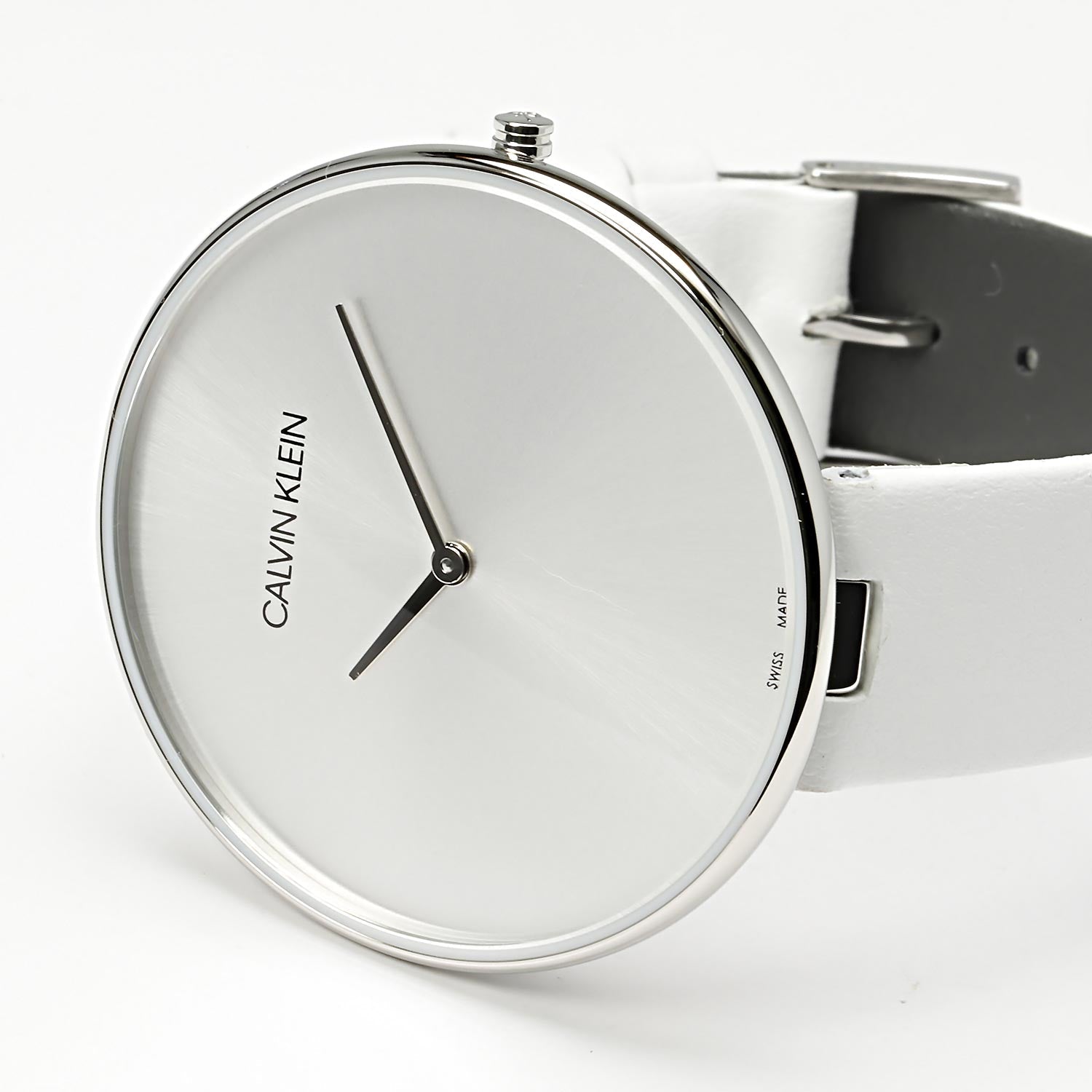  Shop Authentic Calvin Klein Full Moon White Dial White Leather Strap Watch for Women - K8Y231L6 - Luxxuri