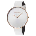  Shop Authentic Calvin Klein Full Moon White Dial White Leather Strap Watch for Women - K8Y236L6 - Luxxuri