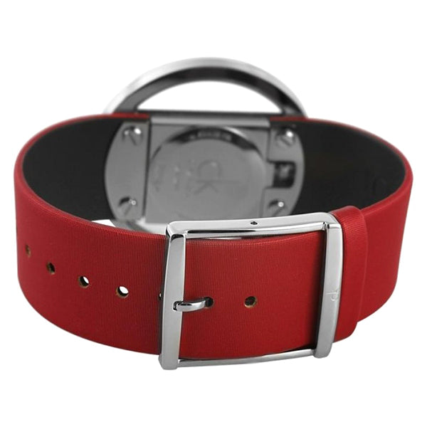 Shop Authentic Calvin Klein Glam Transparent Dial Red Leather Strap Watch for Women - K9423144 - Luxxuri