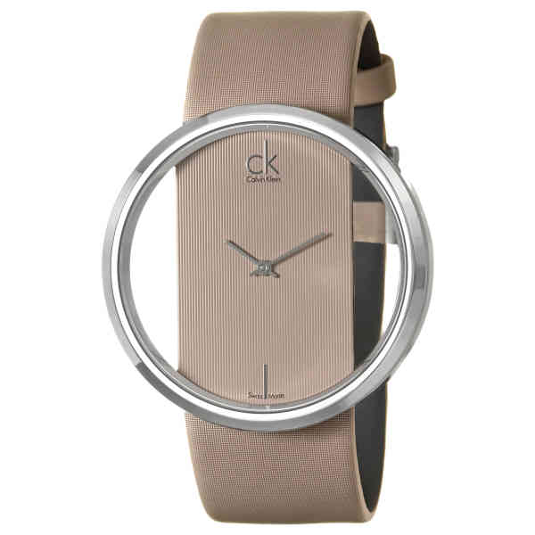  Shop Authentic Calvin Klein Glam Transparent Dial Beige Leather Strap Watch for Women - K9423162 - Luxxuri