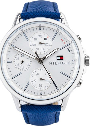  Shop Authentic Tommy Hilfiger Carly Silver Dial Blue Leather Strap Watch for Women - 1781791 - Luxxuri