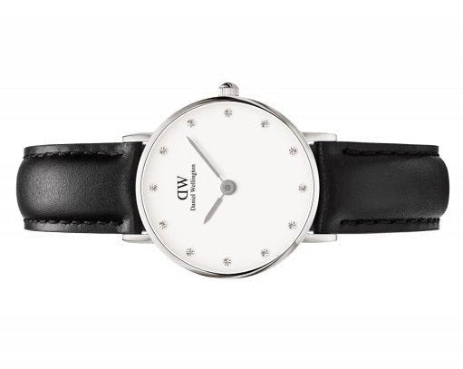  Shop Authentic Daniel Wellington Classy Sheffield White Dial Black Leather Strap Watch For Women - DW00100068 - Luxxuri