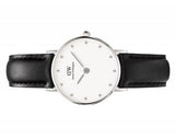  Shop Authentic Daniel Wellington Classy Sheffield White Dial Black Leather Strap Watch For Women - DW00100068 - Luxxuri