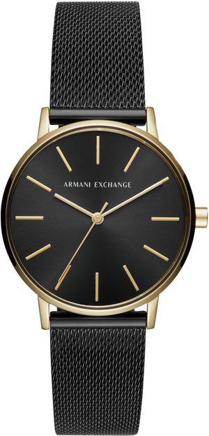 Shop Authentic Armani Exchange Lola Three Hand Black Dial Black Mesh Strap Watch For Women - AX5548 - Luxxuri