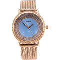 Guess Willow Crystal Blue Dial Rose Gold Mesh Bracelet Watch For Women - W0836L1