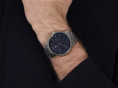  Shop Authentic Tommy Hilfiger Damon Chronograph Blue Dial Silver Steel Strap Watch for Men - 1791416 - Luxxuri