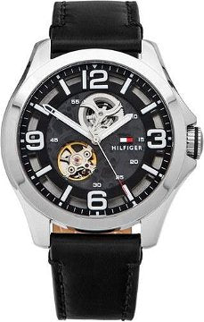  Shop Authentic Tommy Hilfiger Bruce Analog Black Dial Black Leather Strap Watch for Men - 1791279 - Luxxuri