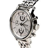  Shop Authentic Fossil Boyfriend Chronograph Silver Dial Silver Steel Strap Watch for Women - ES2198 - Luxxuri