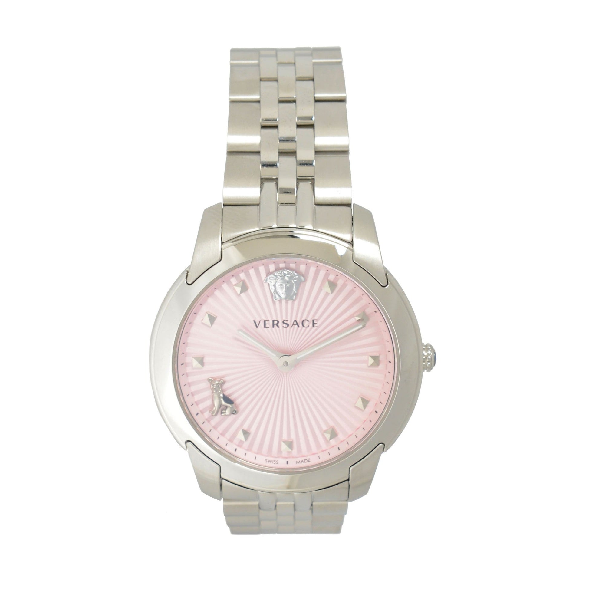  Shop Authentic Versace Audrey Quartz Pink Dial Silver Steel Strap Watch for Women - VELR00419 - Luxxuri