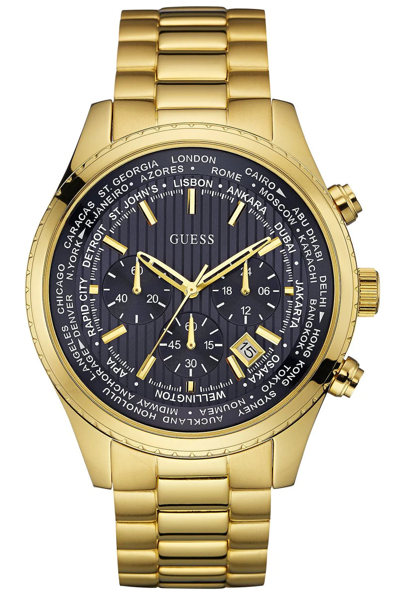  Shop Authentic Guess Multifunction Black Dial Gold Steel Strap Watch for Men  - W0602G1 - Luxxuri