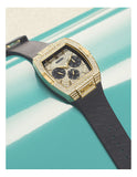  Shop Authentic Guess Phoenix Multifunction Crystals Gold Dial Black Silicone Strap Watch For Men - GW0048G2 - Luxxuri