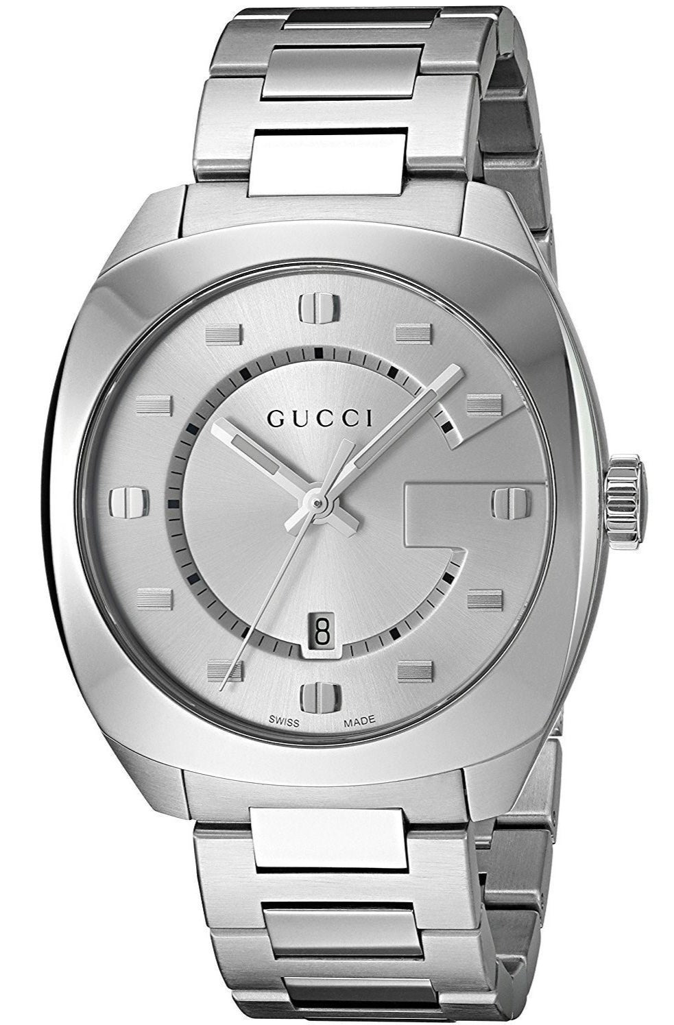  Shop Authentic Gucci GG2570 Silver Dial Silver Steel Strap Watch For Men - YA142308 - Luxxuri