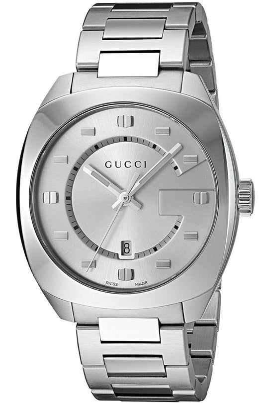  Shop Authentic Gucci GG2570 Silver Dial Silver Steel Strap Watch For Men - YA142308 - Luxxuri