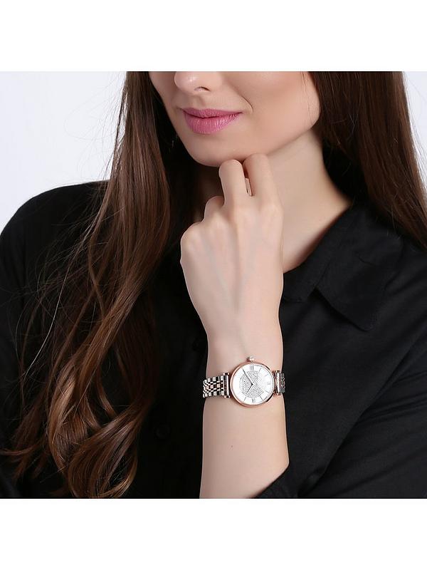  Shop Authentic Emporio Armani Gianni T Bar White Dial Two Tone Steel Strap Watch For Women - AR1926 - Luxxuri
